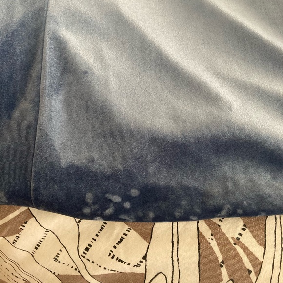 Dusty Blue Women's Cowl Neck Long Velvet Bridesmaid with Side Slit. - Picture 3 of 4